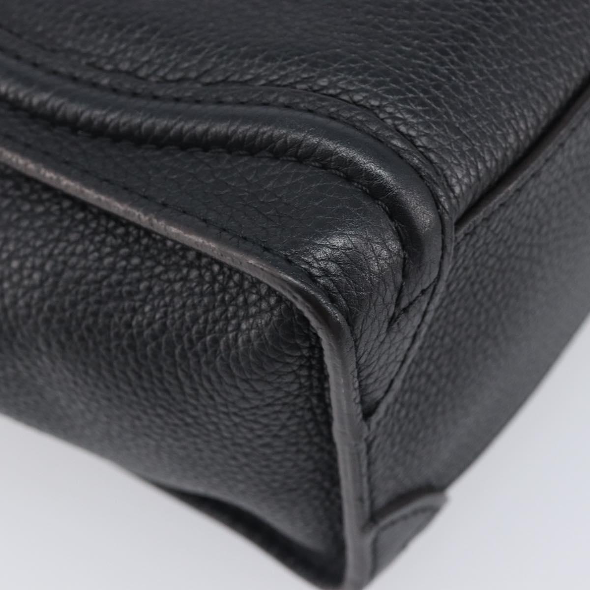 CELINE Luggage Nano Shopper Hand Bag Leather 2way Black Silver Auth mr3149V