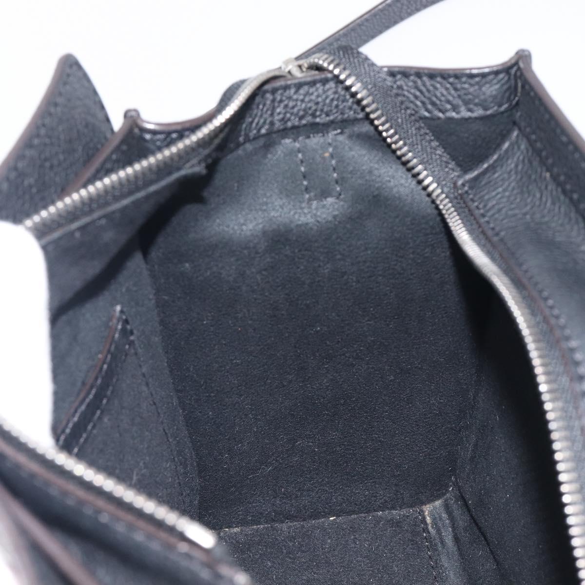 CELINE Luggage Nano Shopper Hand Bag Leather 2way Black Silver Auth mr3149V