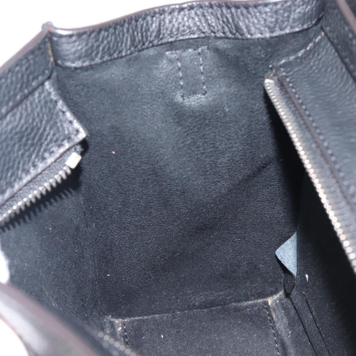 CELINE Luggage Nano Shopper Hand Bag Leather 2way Black Silver Auth mr3149V