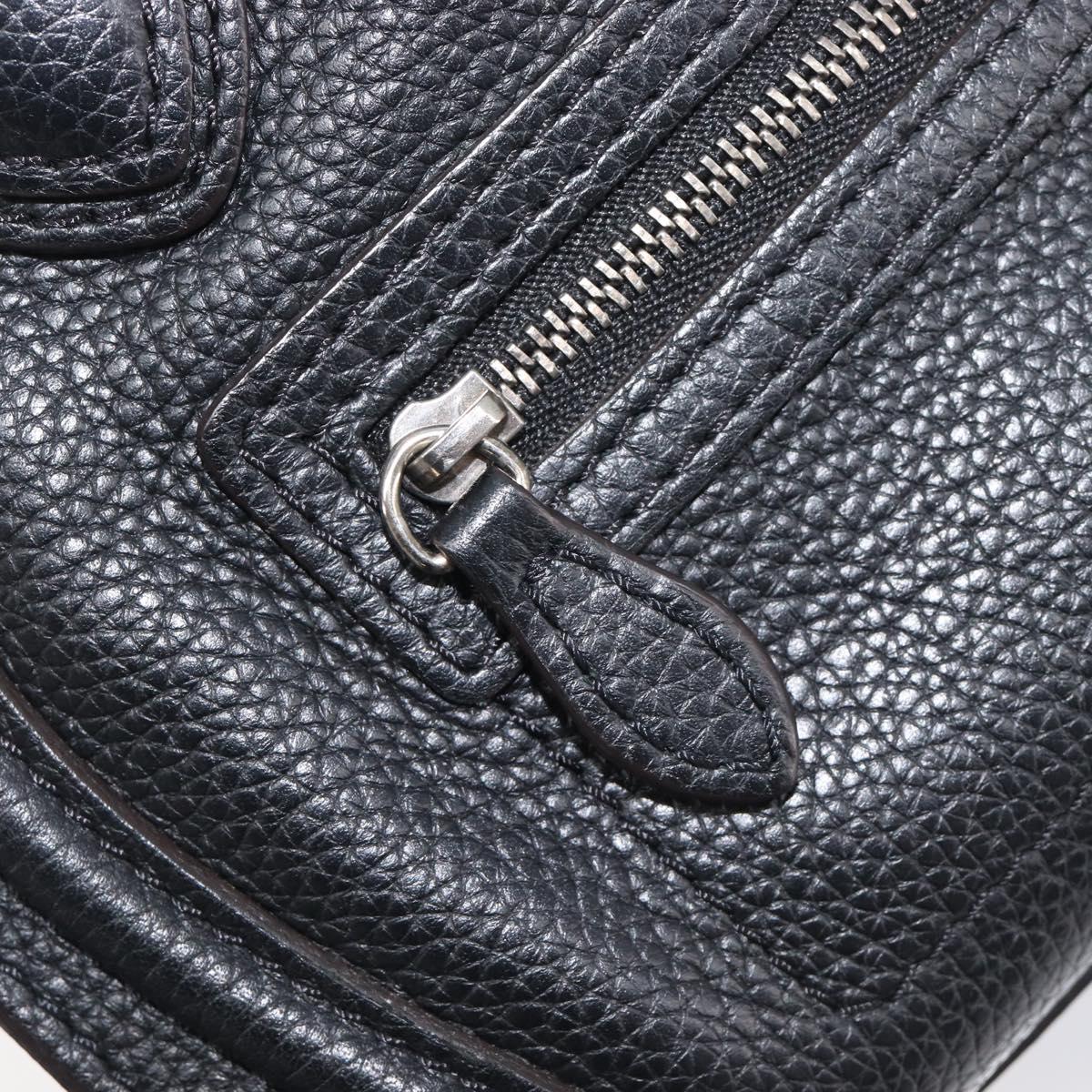 CELINE Luggage Nano Shopper Hand Bag Leather 2way Black Silver Auth mr3149V