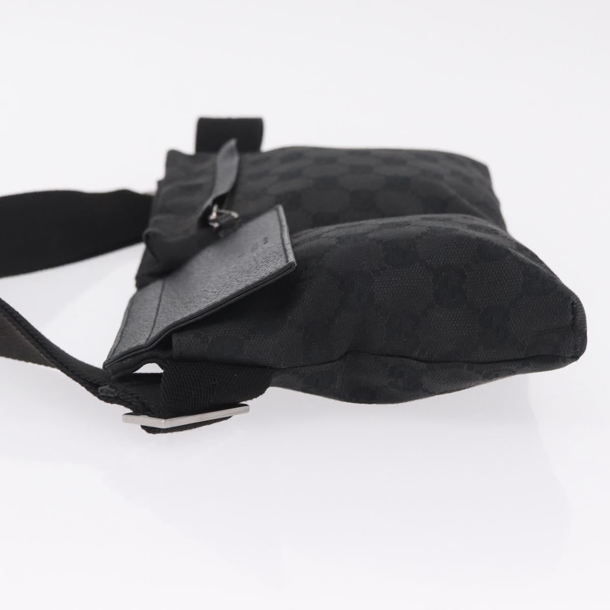GUCCI GG Canvas Waist bag Black Silver 28566 Auth mr3150A