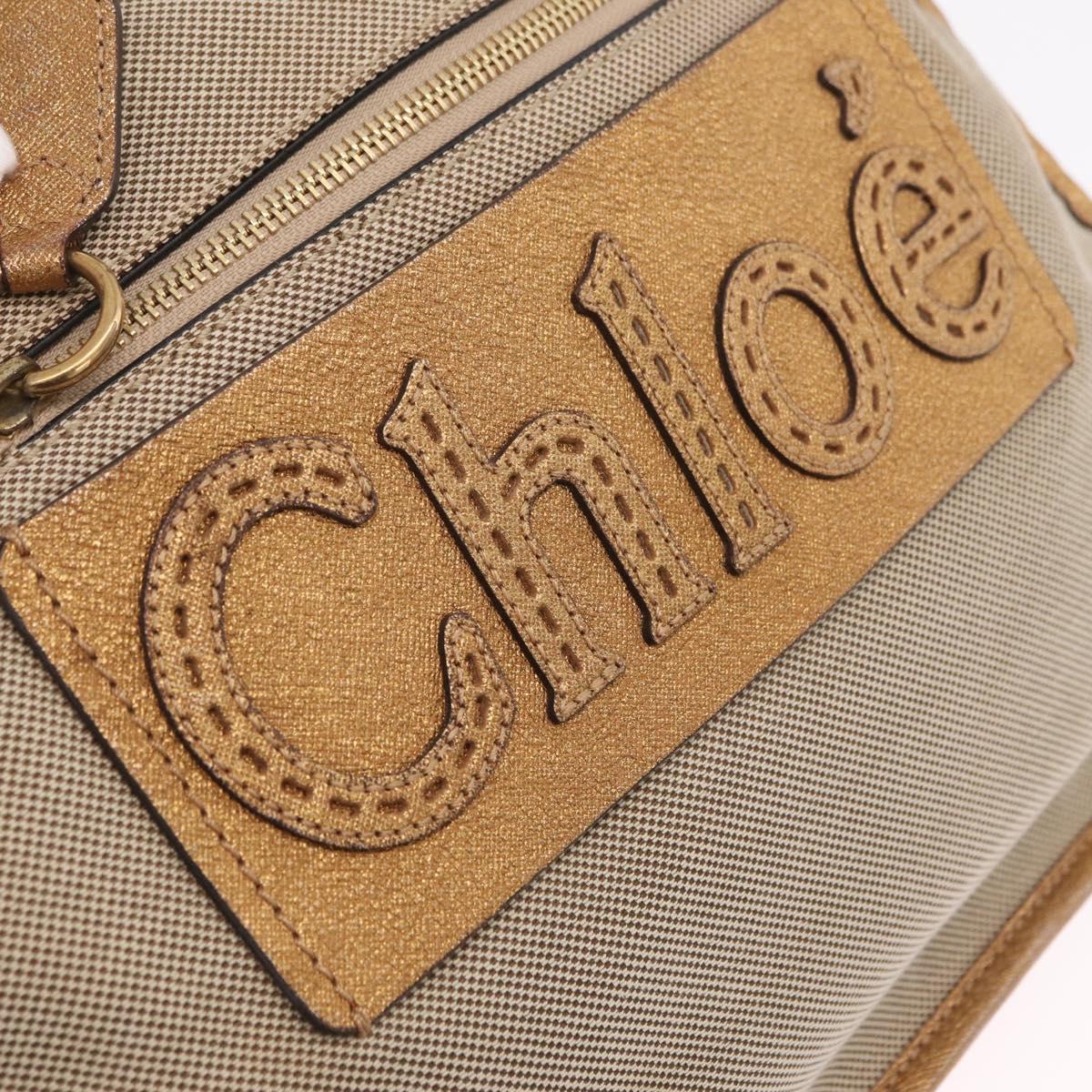 Chloe Harley Hand Bag Canvas Beige Gold Auth mr3153A