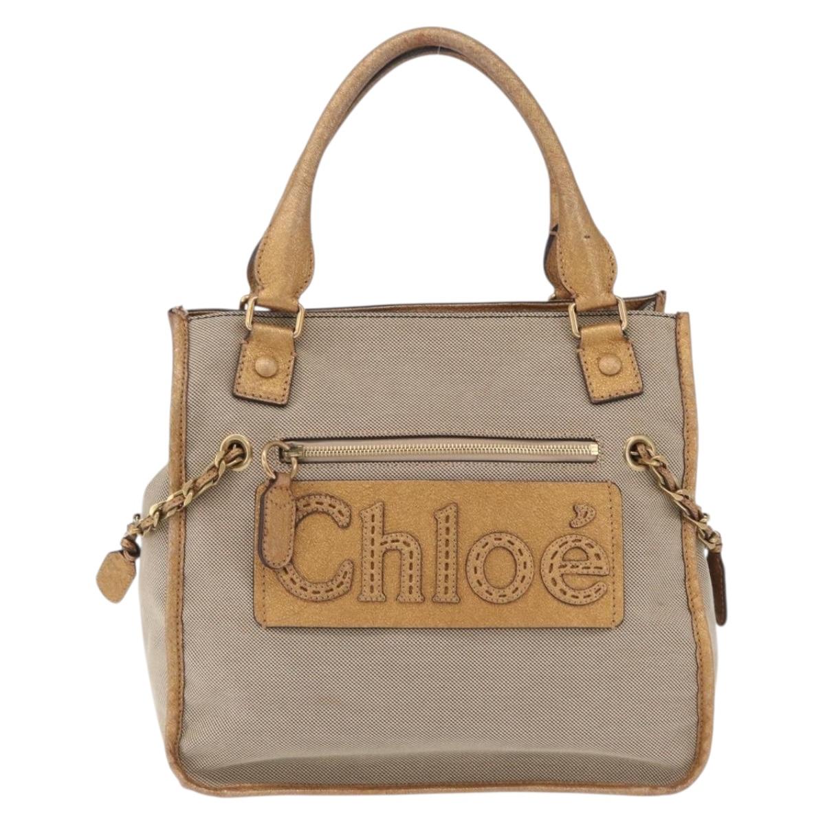 Chloe Harley Hand Bag Canvas Beige Gold Auth mr3153A