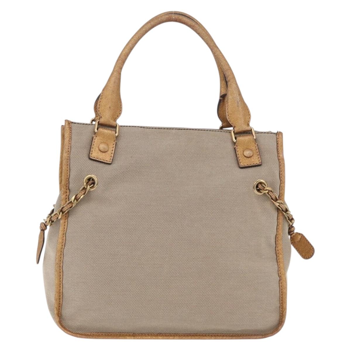 Chloe Harley Hand Bag Canvas Beige Gold Auth mr3153A