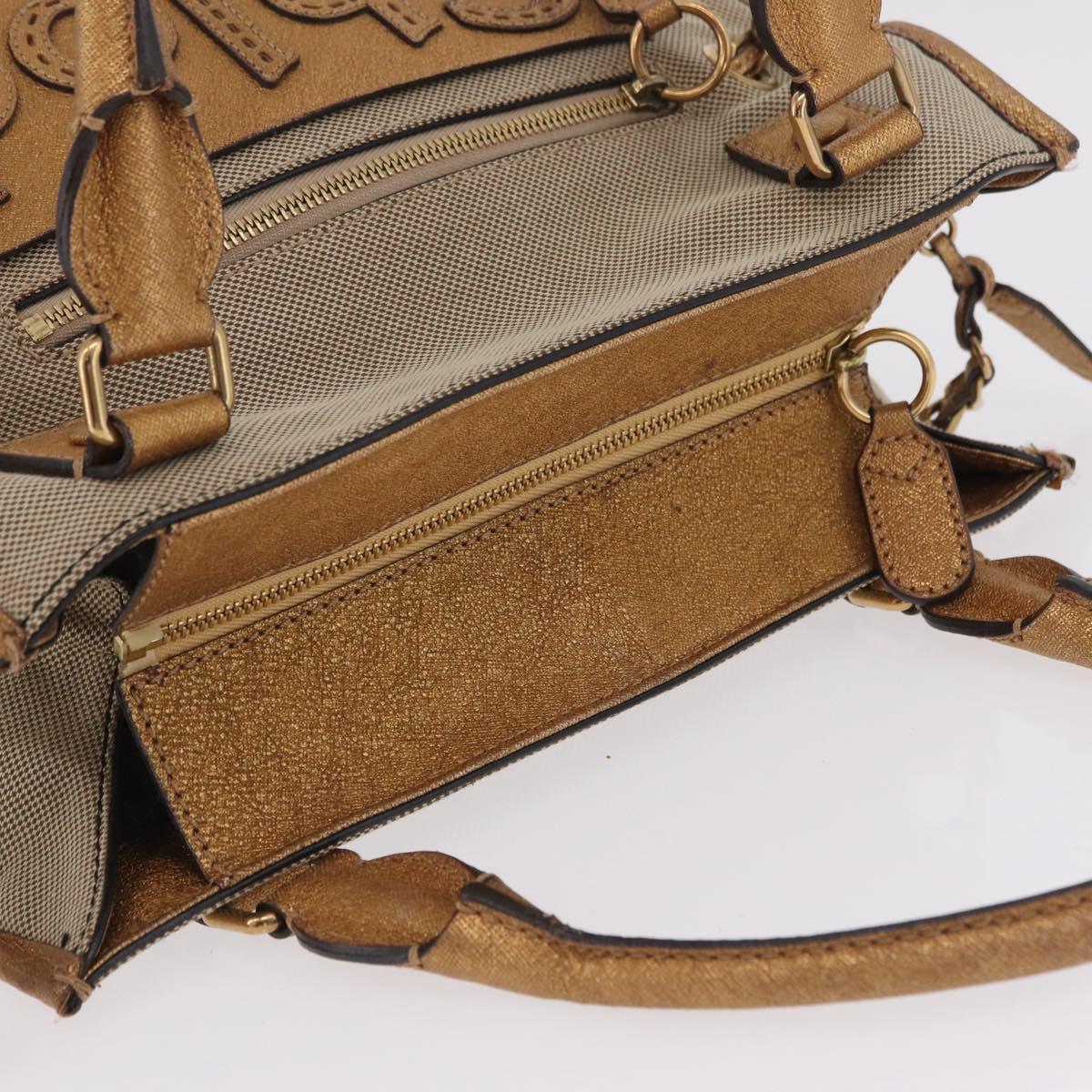 Chloe Harley Hand Bag Canvas Beige Gold Auth mr3153A
