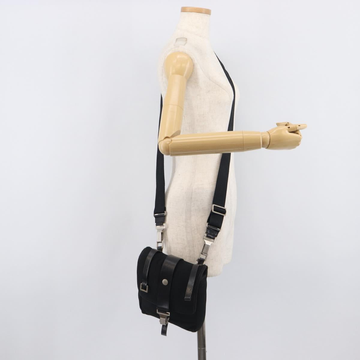 CHANEL Chanel sports Shoulder Bag Canvas Silver Black CC Auth mr3161