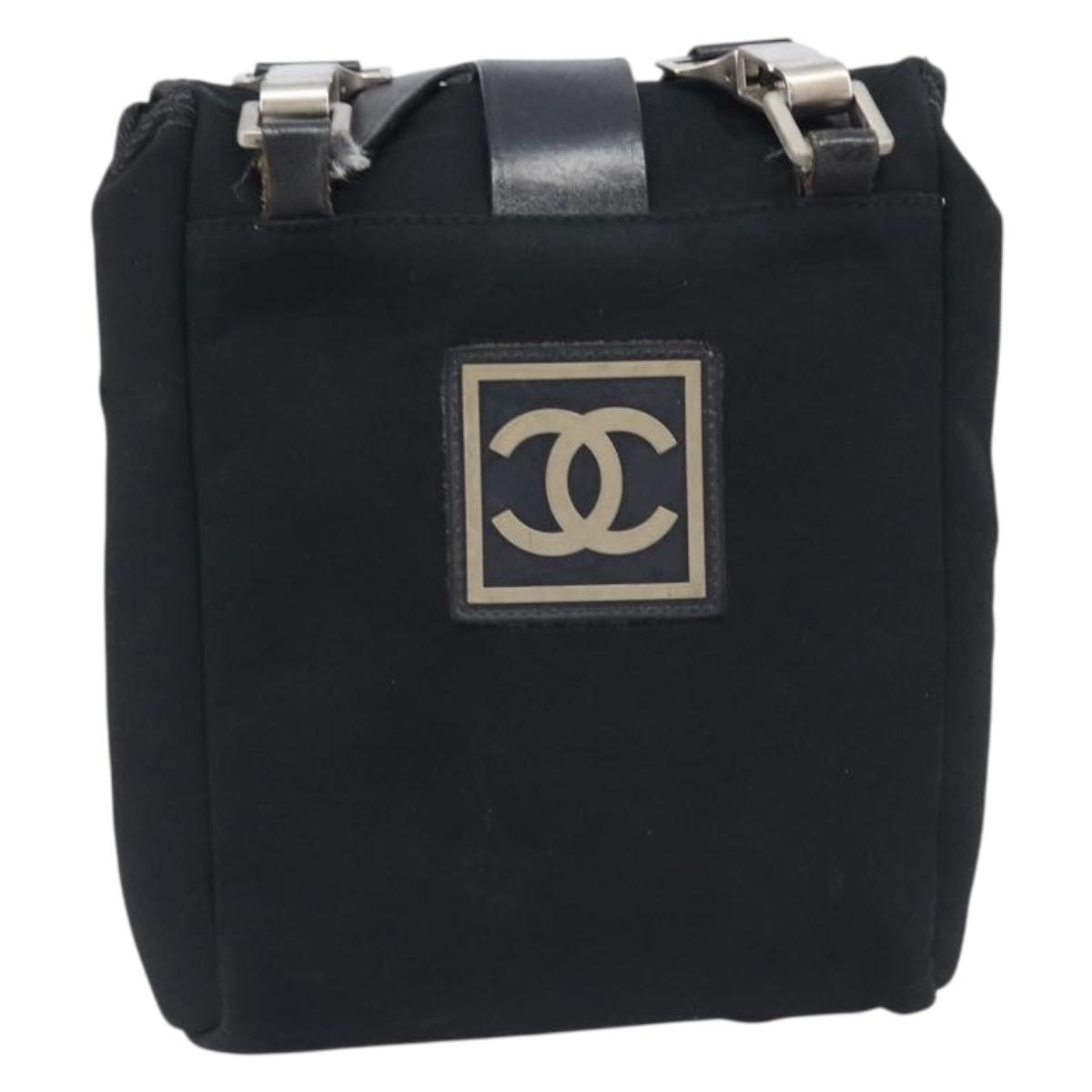 CHANEL Chanel sports Shoulder Bag Canvas Silver Black CC Auth mr3161