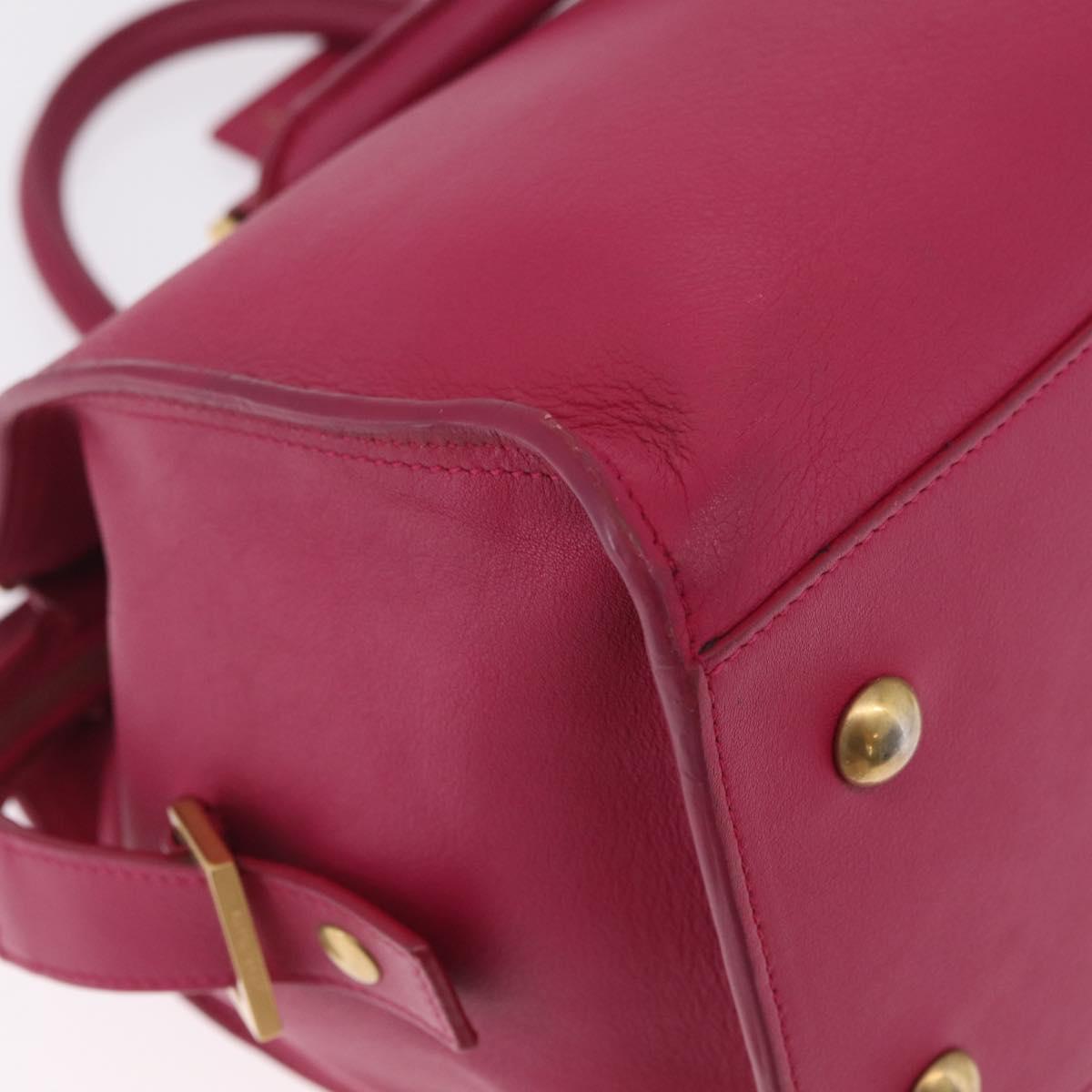 Saint Laurent Hand Bag Leather 2way Pink Gold Auth mr3162A