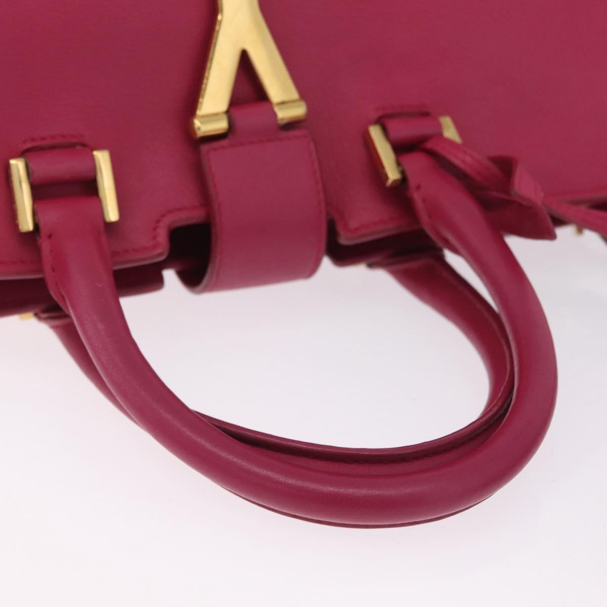 Saint Laurent Hand Bag Leather 2way Pink Gold Auth mr3162A