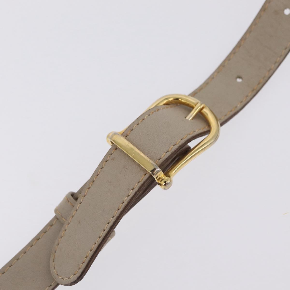 CELINE Shoulder Bag Leather Beige Gold Auth mr3163