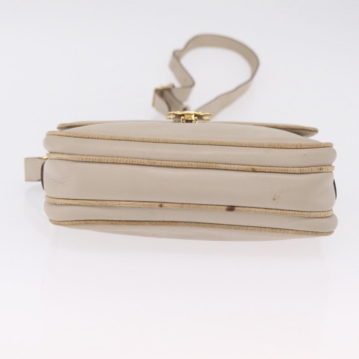CELINE Shoulder Bag Leather Beige Gold Auth mr3163