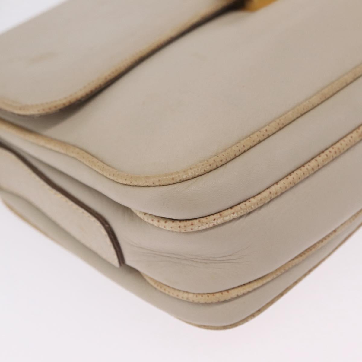 CELINE Shoulder Bag Leather Beige Gold Auth mr3163