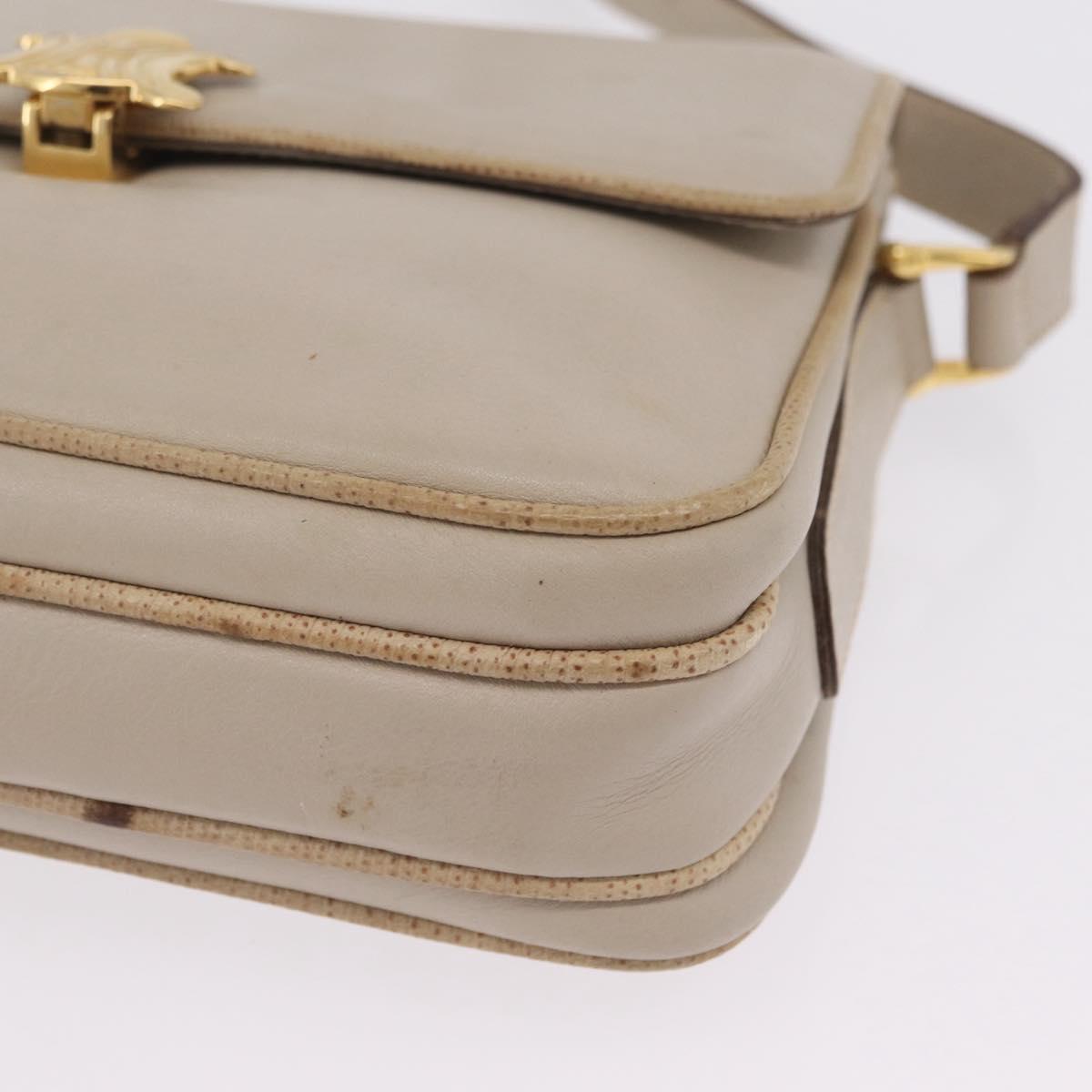 CELINE Shoulder Bag Leather Beige Gold Auth mr3163