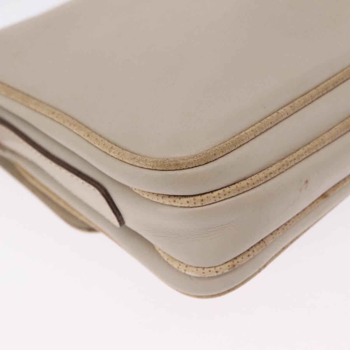 CELINE Shoulder Bag Leather Beige Gold Auth mr3163