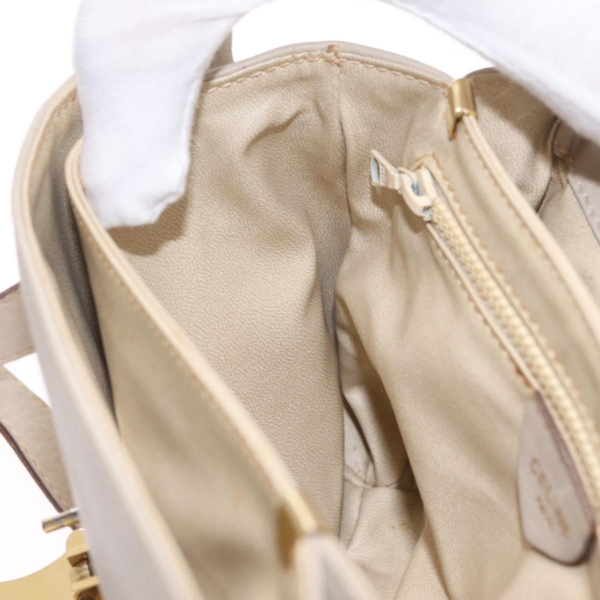 CELINE Shoulder Bag Leather Beige Gold Auth mr3163