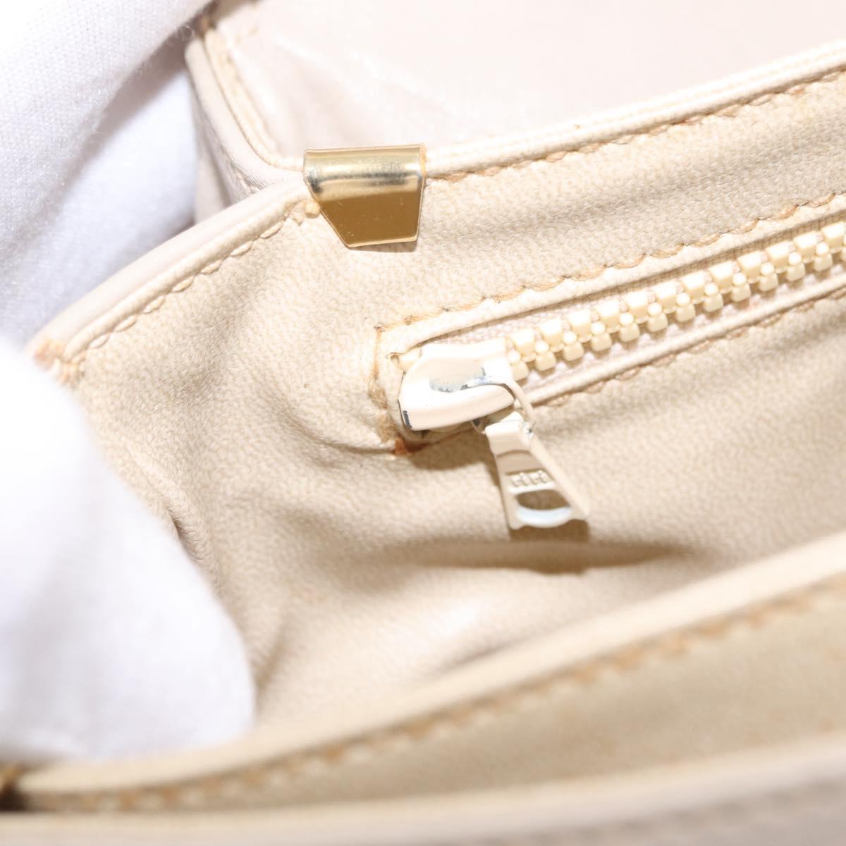 CELINE Shoulder Bag Leather Beige Gold Auth mr3163