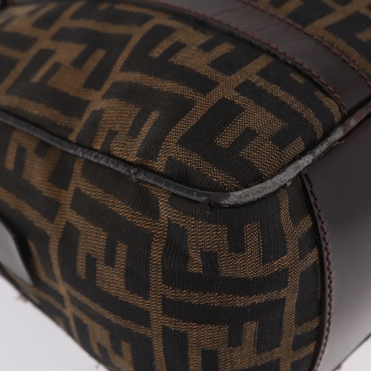 FENDI Zucca Canvas Hand Bag Black Brown Auth mr3164