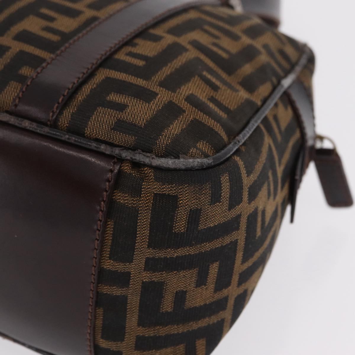 FENDI Zucca Canvas Hand Bag Black Brown Auth mr3164