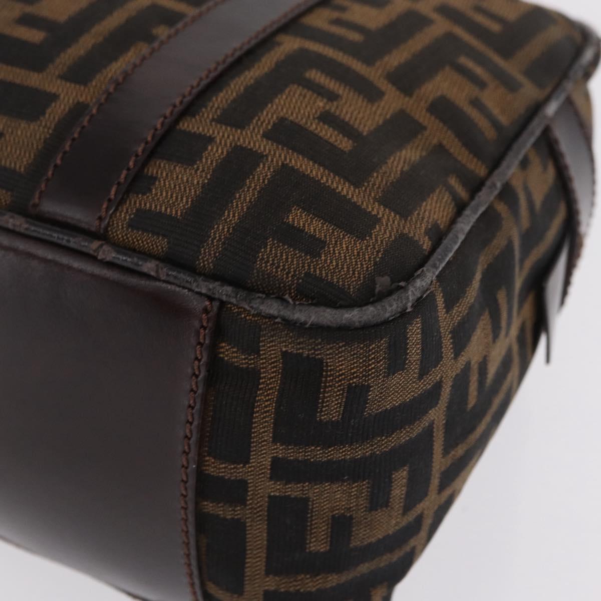FENDI Zucca Canvas Hand Bag Black Brown Auth mr3164