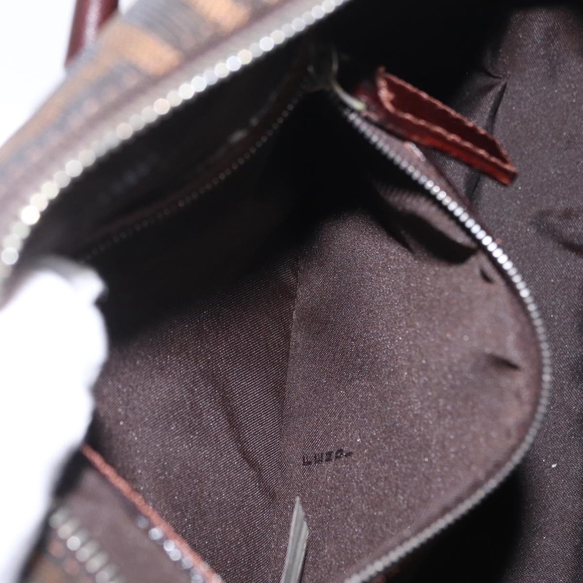 FENDI Zucca Canvas Hand Bag Black Brown Auth mr3164