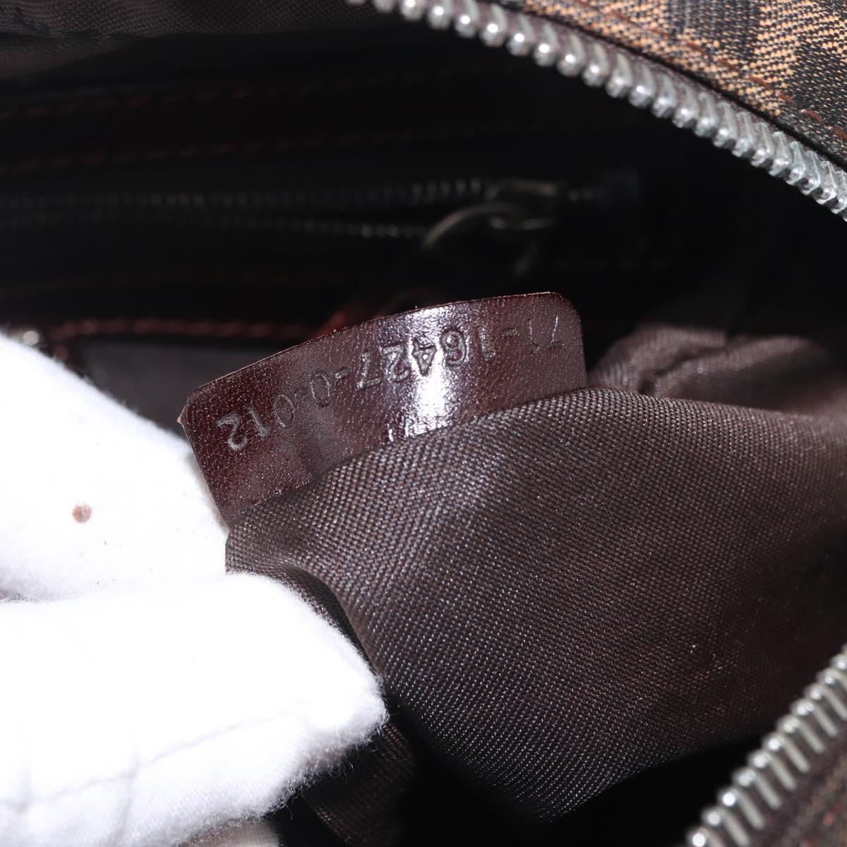 FENDI Zucca Canvas Hand Bag Black Brown Auth mr3164