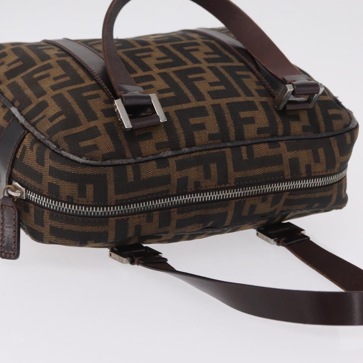 FENDI Zucca Canvas Hand Bag Black Brown Auth mr3164