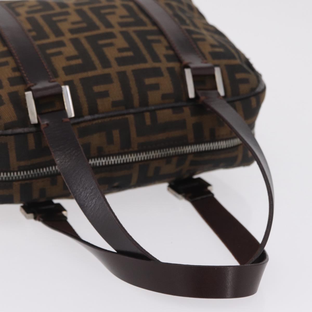 FENDI Zucca Canvas Hand Bag Black Brown Auth mr3164