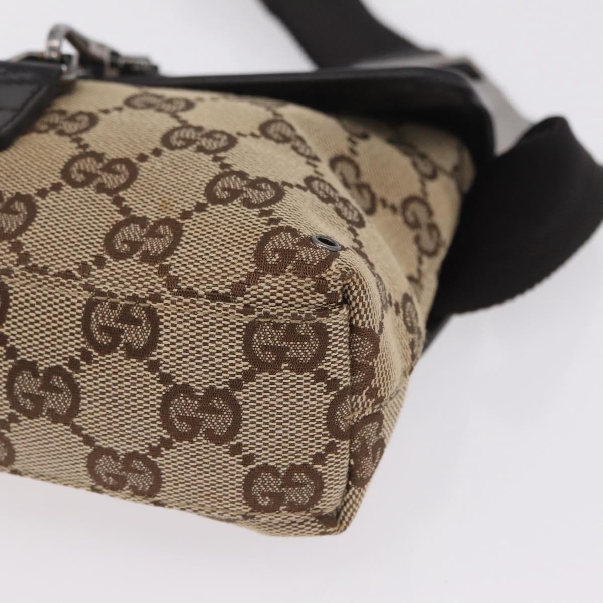 GUCCI GG Canvas Waist bag Beige Silver 92543 Auth mr3166