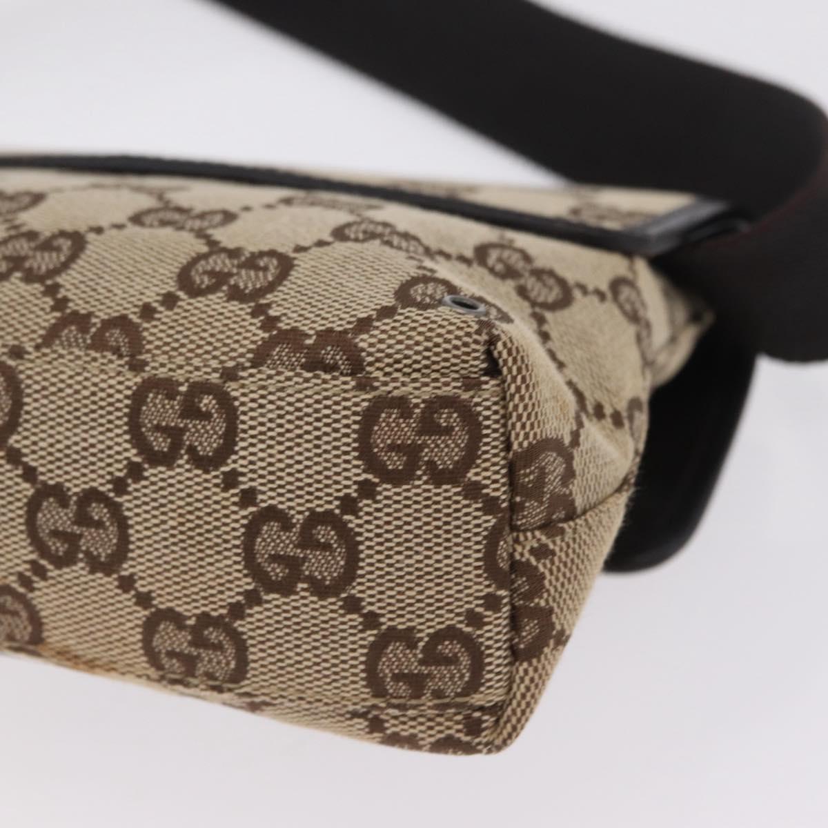 GUCCI GG Canvas Waist bag Beige Silver 92543 Auth mr3166