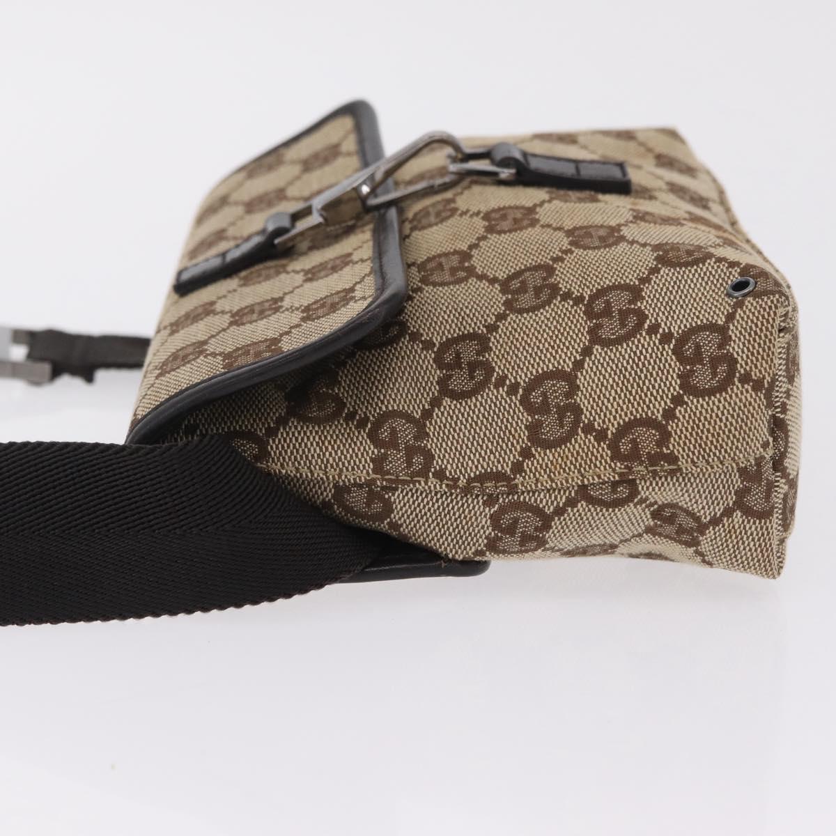 GUCCI GG Canvas Waist bag Beige Silver 92543 Auth mr3166
