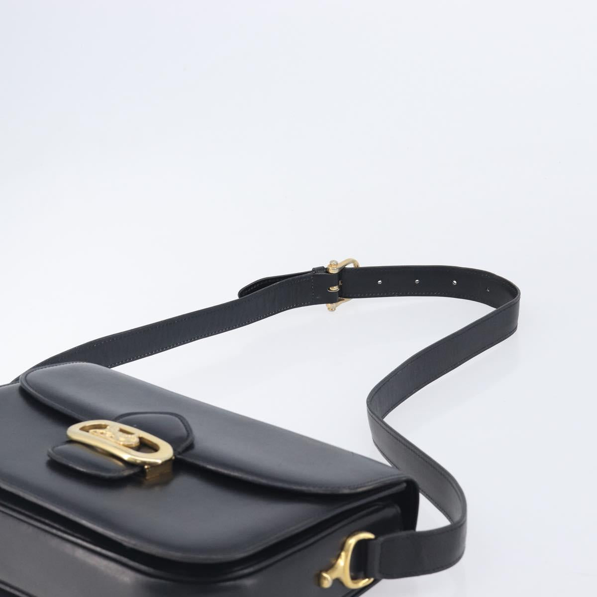 CELINE Horse Carriage Shoulder Bag Leather Black Gold Auth mr3168