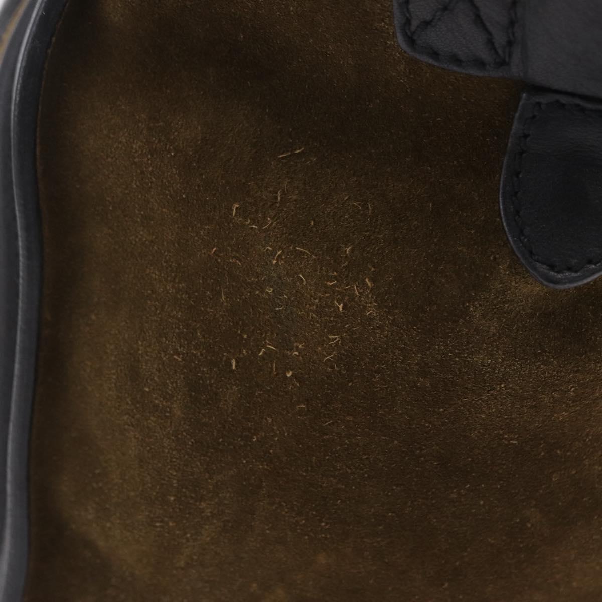 CELINE Luggage Medium Hand Bag Suede Leather Beige Gold black Auth mr3170A