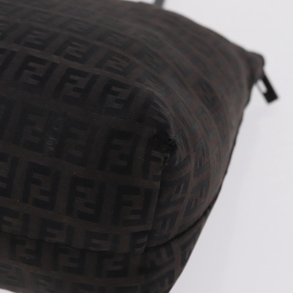 FENDI Zucchino Canvas Tote Bag Brown Silver Auth mr3171