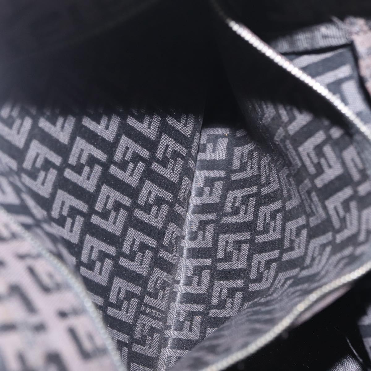 FENDI Zucchino Canvas Tote Bag Brown Silver Auth mr3171