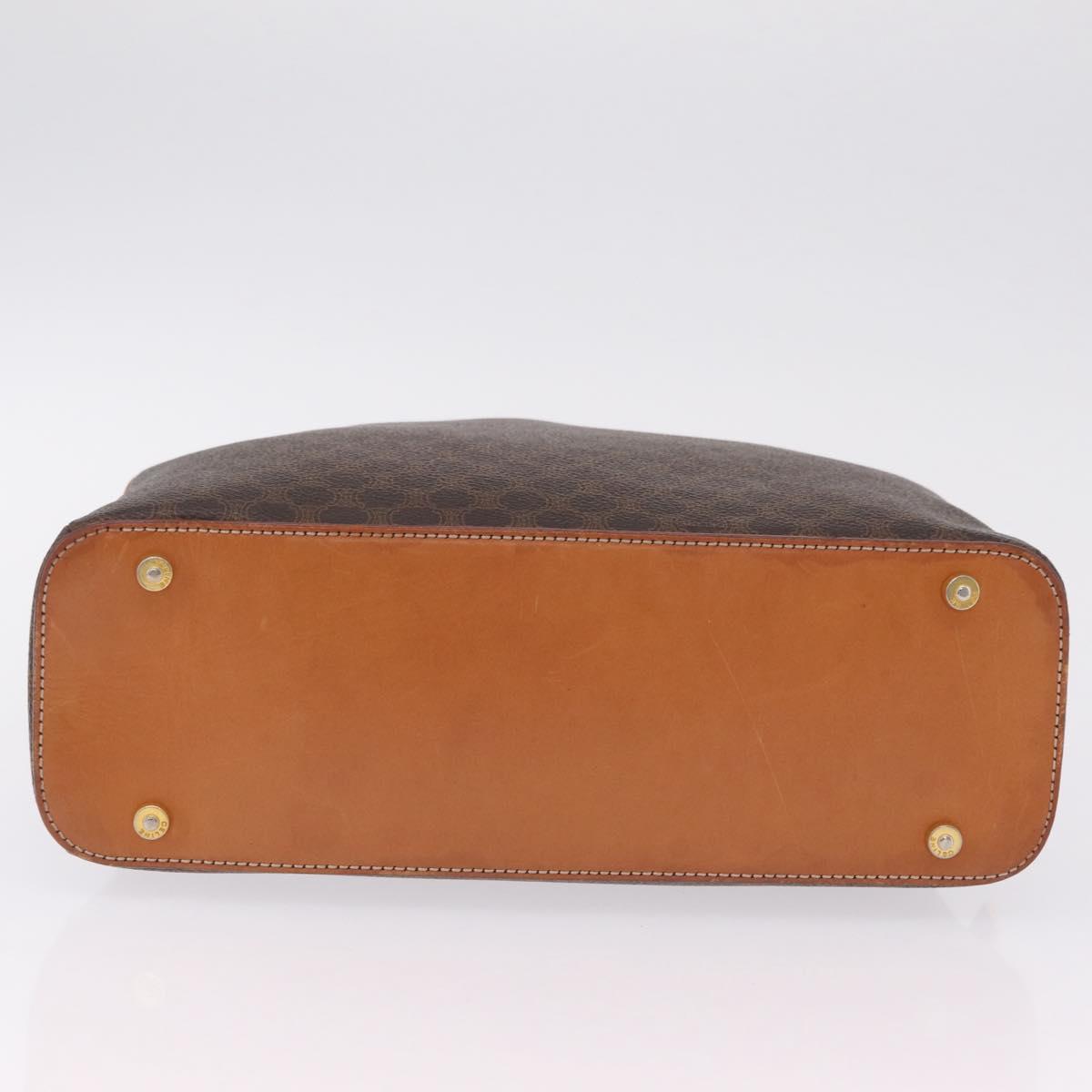 CELINE Macadam Canvas Hand Bag PVC Leather Brown Gold Auth mr3172A