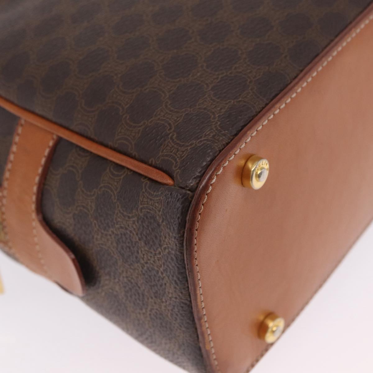 CELINE Macadam Canvas Hand Bag PVC Leather Brown Gold Auth mr3172A