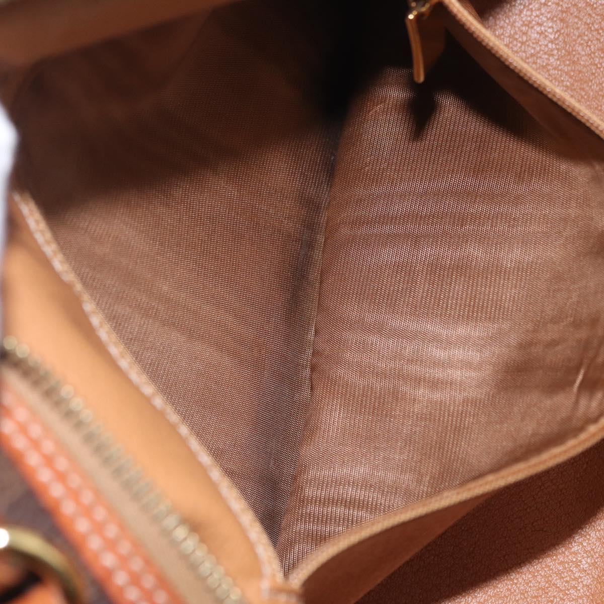 CELINE Macadam Canvas Hand Bag PVC Leather Brown Gold Auth mr3172A