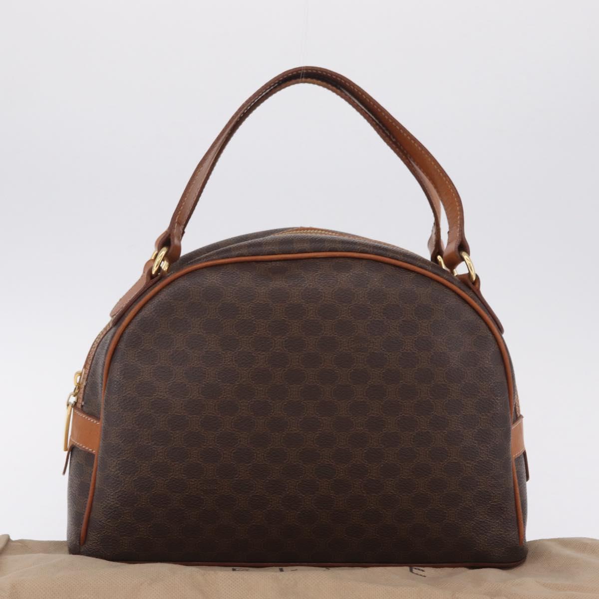 CELINE Macadam Canvas Hand Bag PVC Leather Brown Gold Auth mr3172A