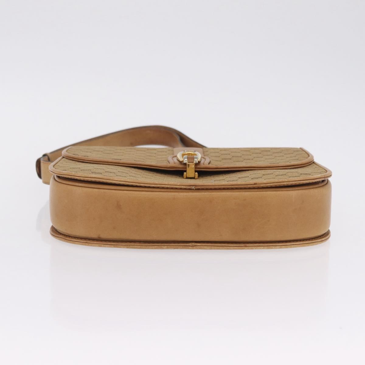 GUCCI Micro GG Canvas Shoulder Bag Beige Gold Auth mr3173