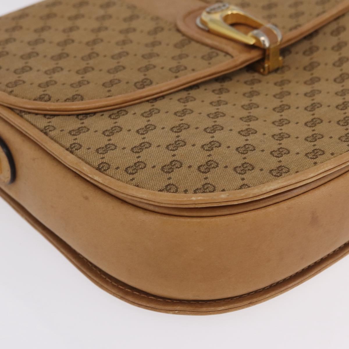 GUCCI Micro GG Canvas Shoulder Bag Beige Gold Auth mr3173