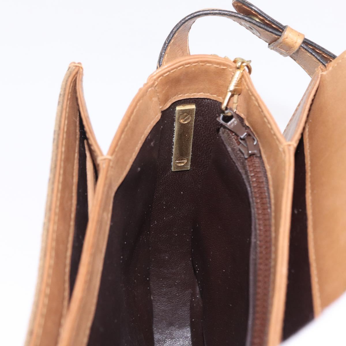 GUCCI Micro GG Canvas Shoulder Bag Beige Gold Auth mr3173