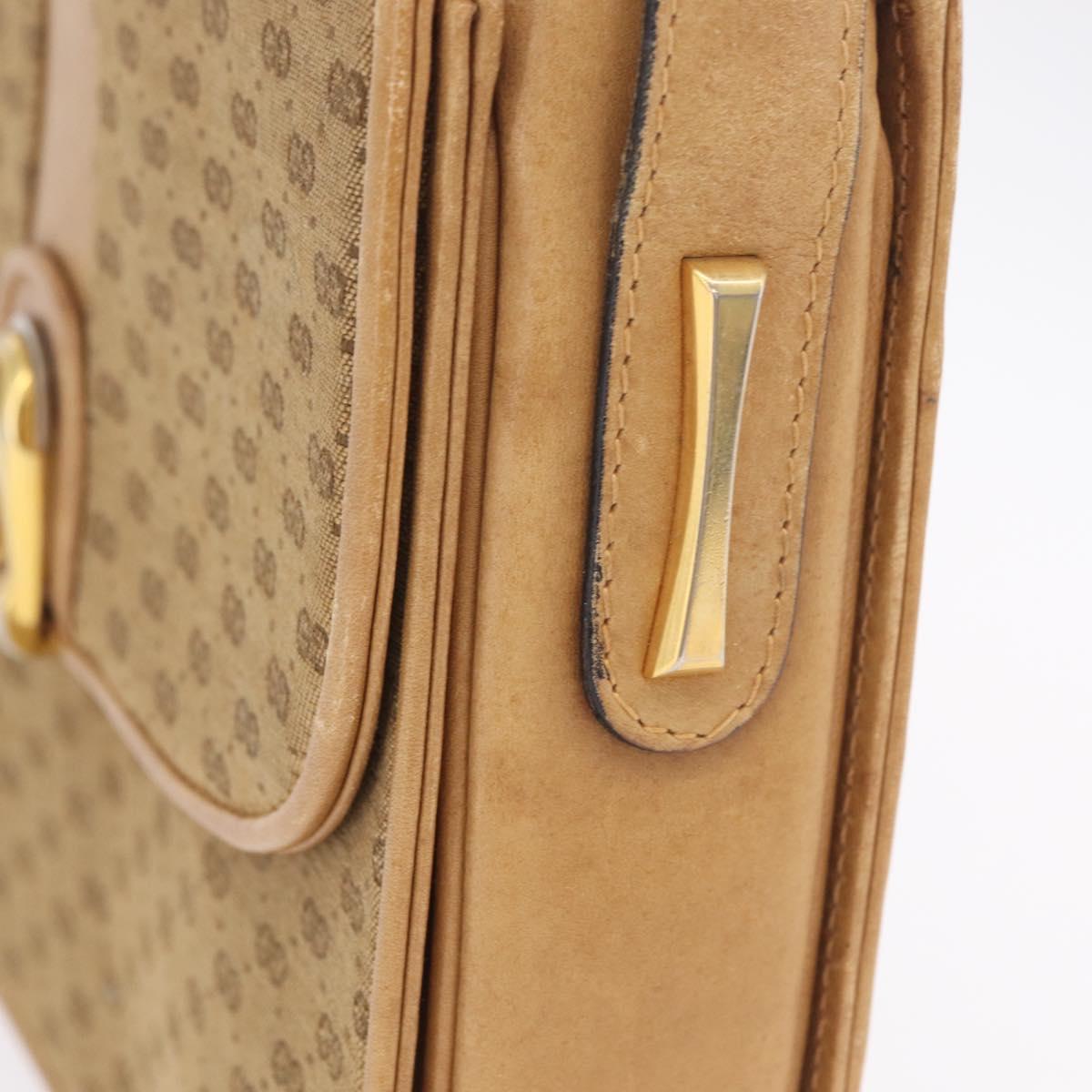 GUCCI Micro GG Canvas Shoulder Bag Beige Gold Auth mr3173