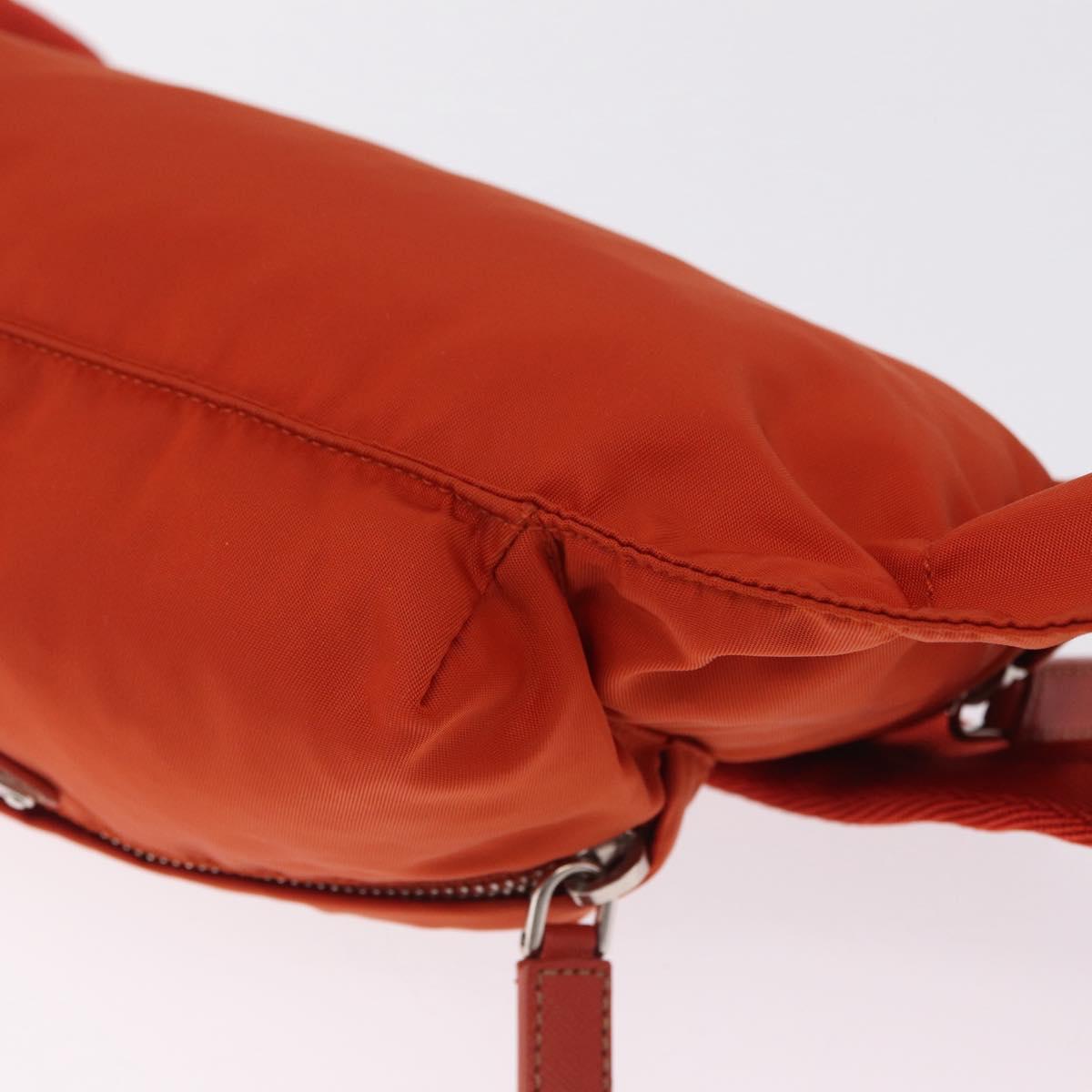 PRADA Waist bag Nylon Orange Silver Auth mr3174A