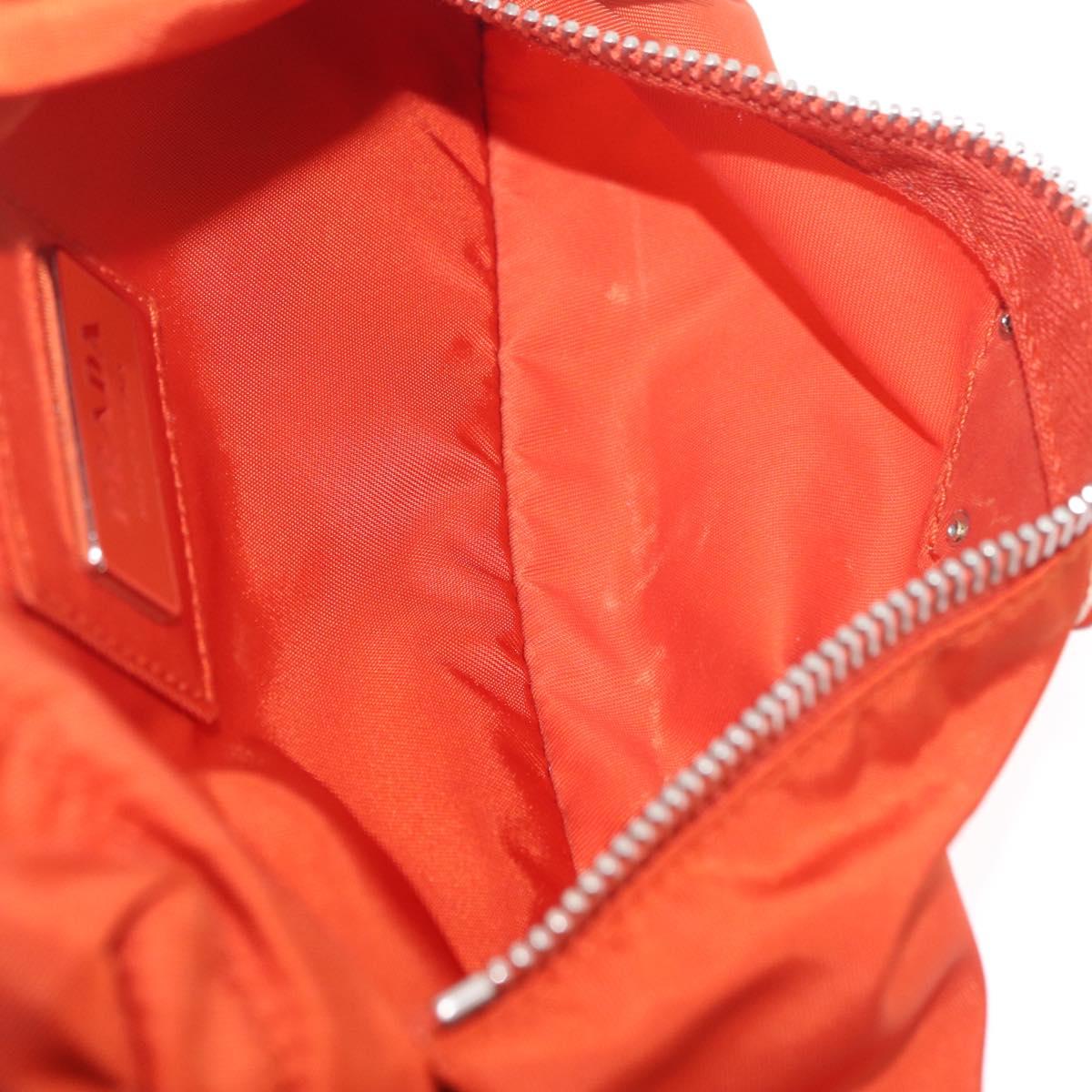 PRADA Waist bag Nylon Orange Silver Auth mr3174A