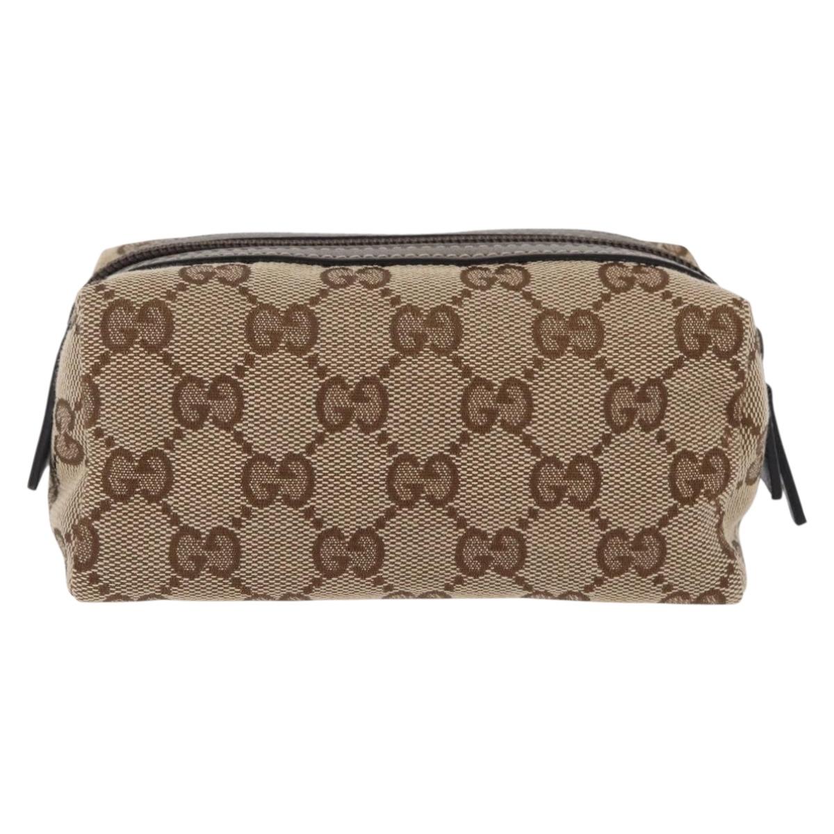 GUCCI GG Canvas Pouch Beige Gold 29596 Auth mr3179A