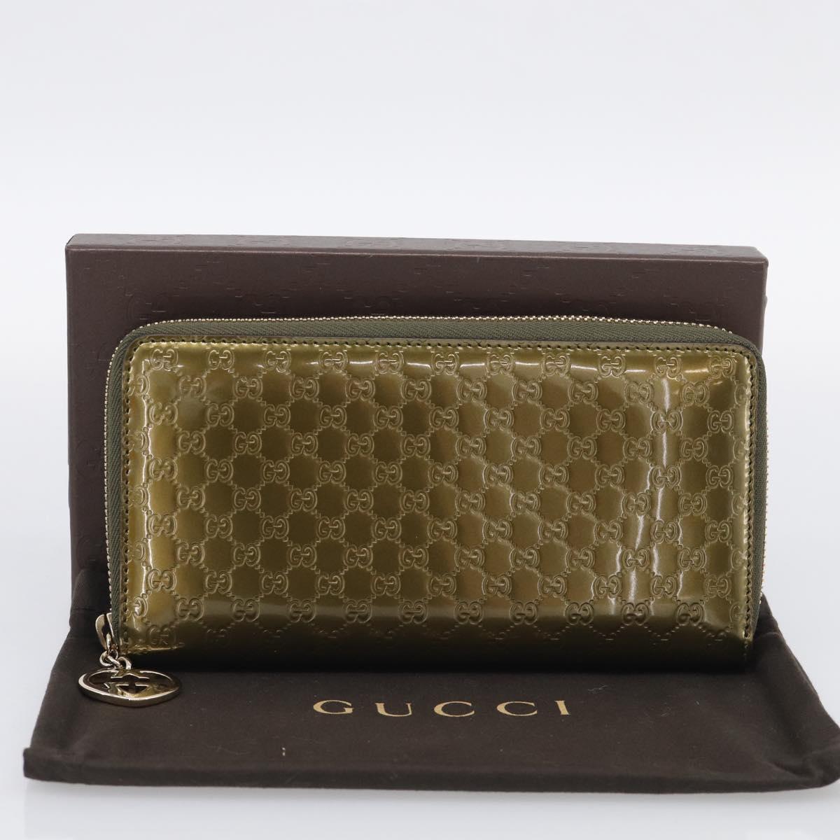 GUCCI Long Wallet Patent leather Red Gold 308005 Auth mr3182A