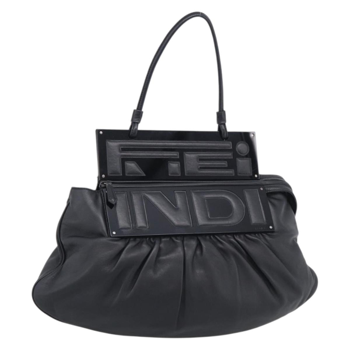 FENDI Shoulder Bag Leather Black Silver 8BN179 Auth mr3186V