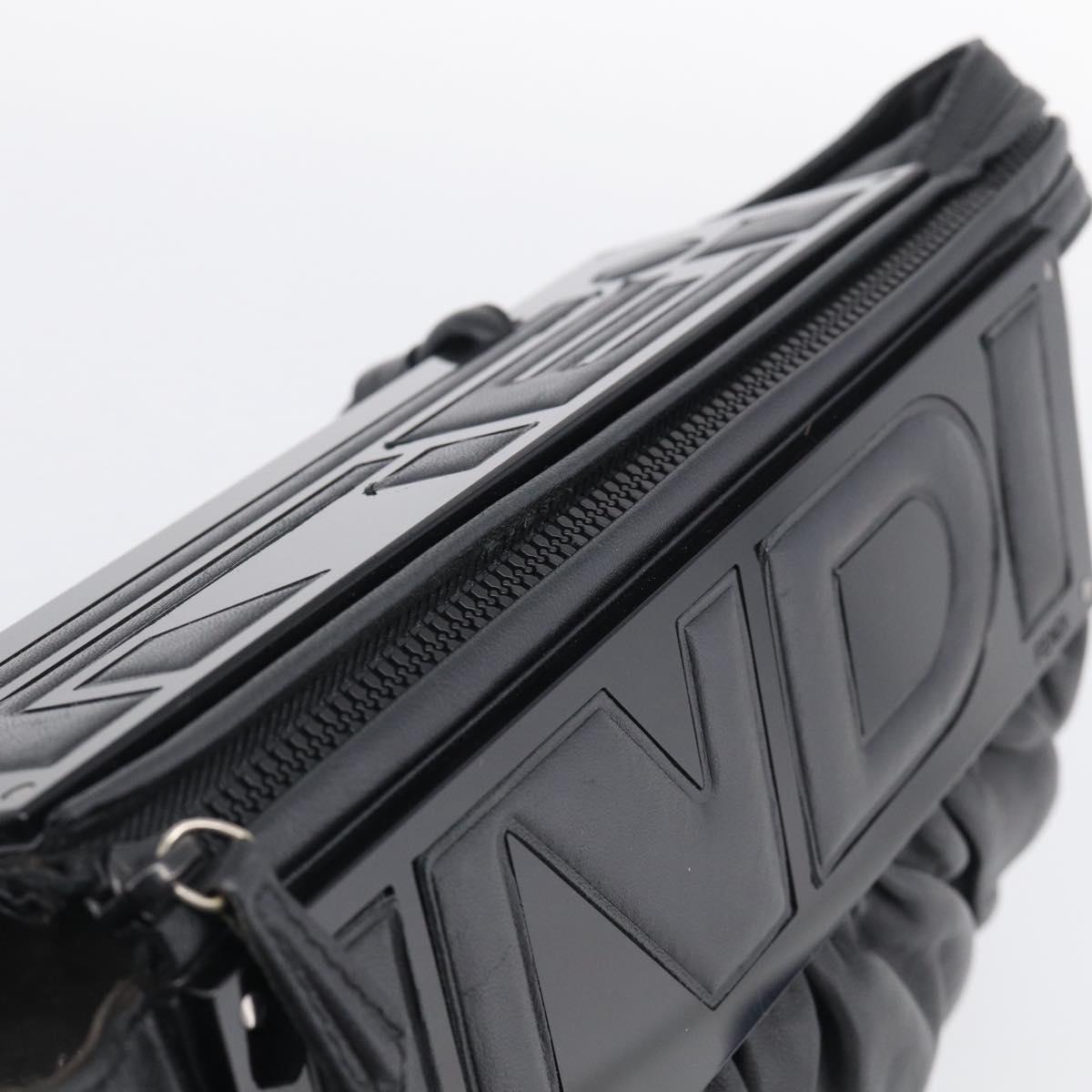 FENDI Shoulder Bag Leather Black Silver 8BN179 Auth mr3186V
