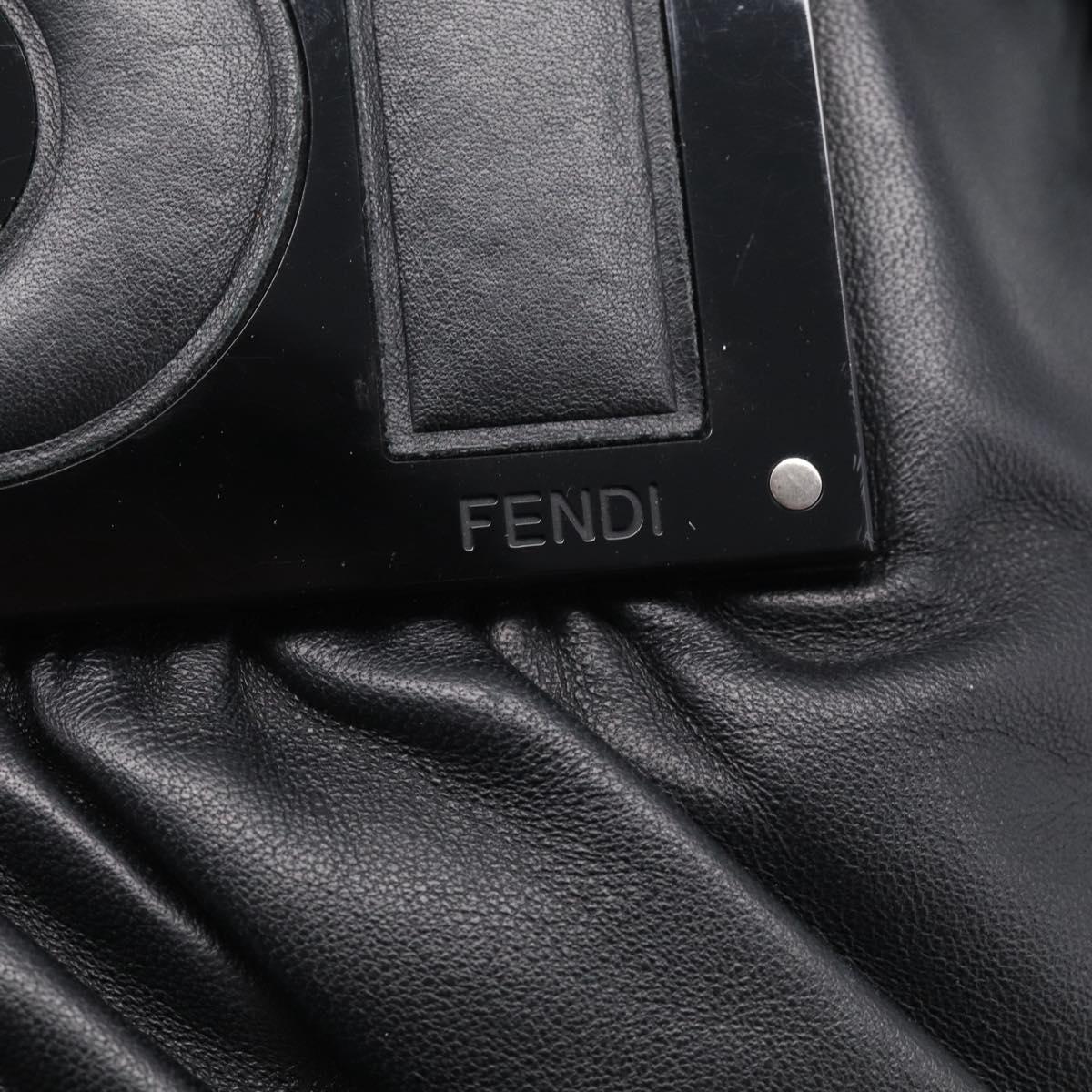 FENDI Shoulder Bag Leather Black Silver 8BN179 Auth mr3186V