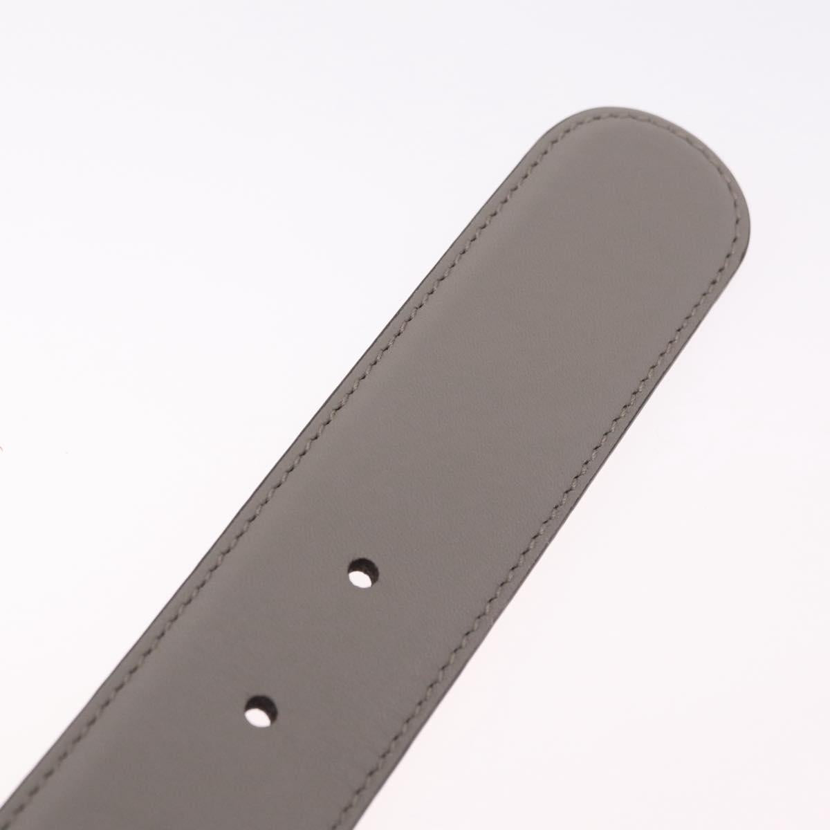GUCCI Belt Leather 37.4"" Gray Gold 409417 Auth mr3188A